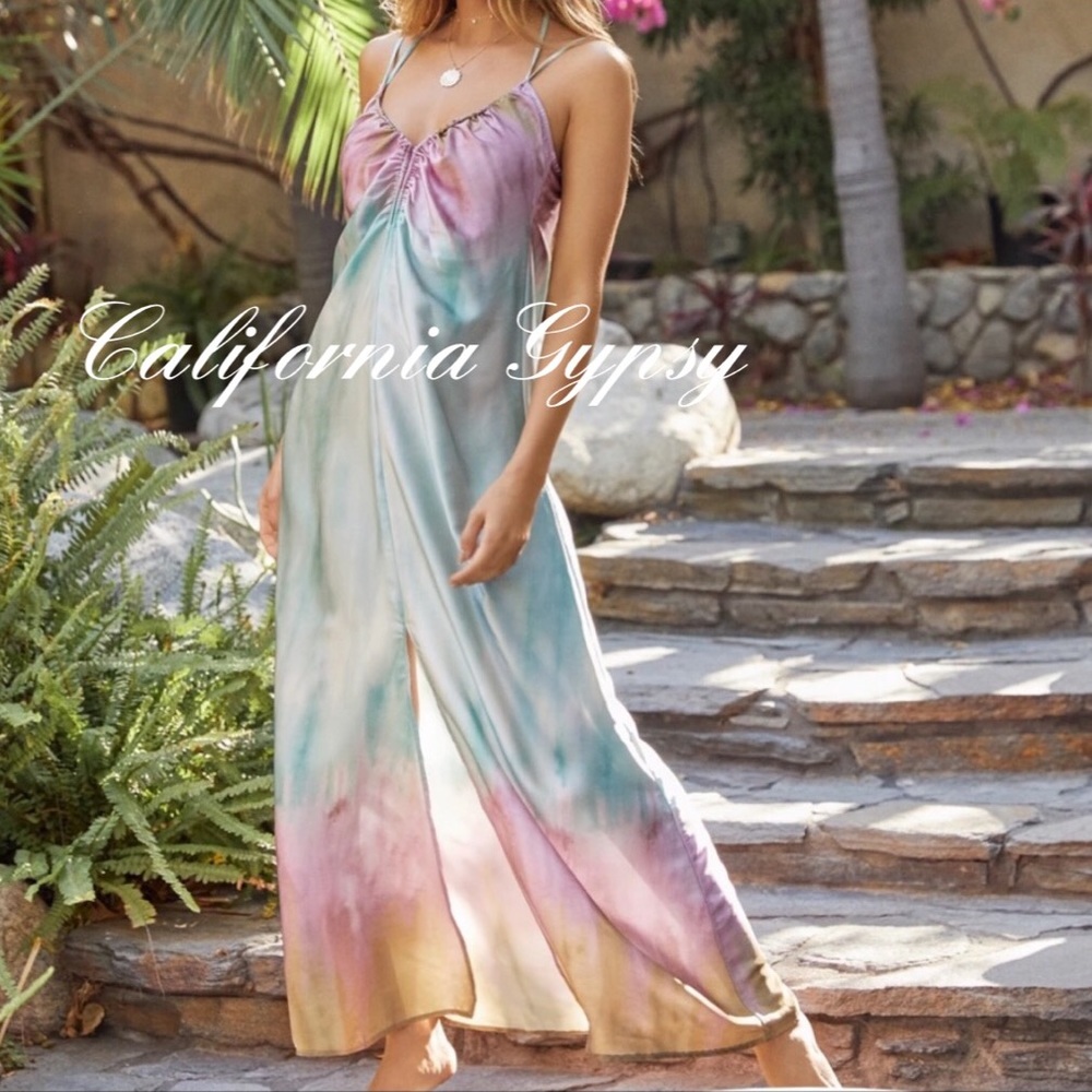 LAST ONE Ombré Tie Dye Chiffon Midi Dress - Picture 6 of 16
